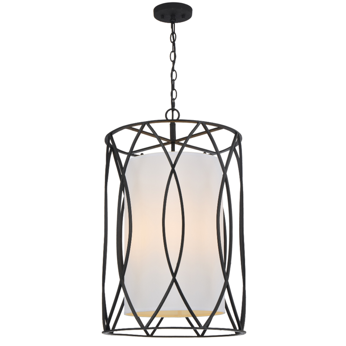 Telbix Dover Contemporary Pendant Hanging Lamp Light Metal Fabric Black Textured