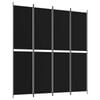 vidaXL 4-Panel Room Divider Black Fabric Privacy Screen Room Separator Folding