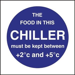 Vogue Food In This Chiller Sign Self Adhesive 100 X 100mm Commercial Kitchen Safety Notice