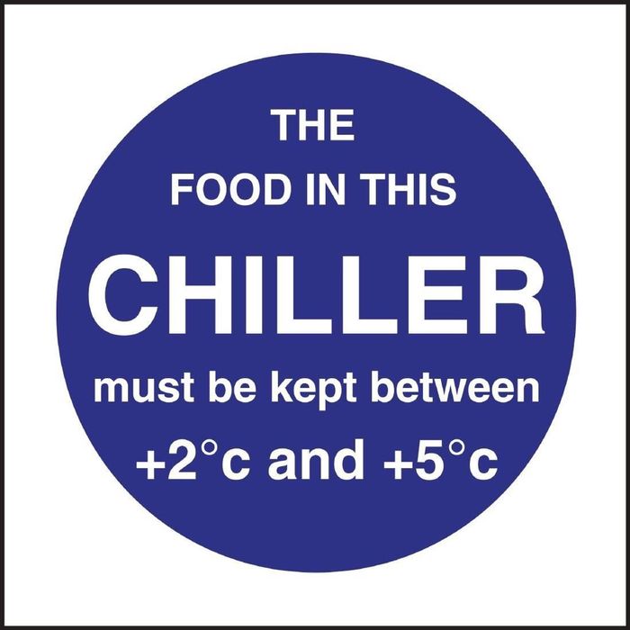 Vogue Food In This Chiller Sign Self Adhesive 100 X 100mm Commercial Kitchen Safety Notice