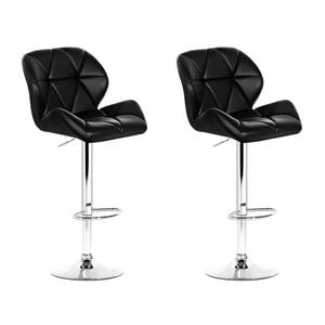 Artiss Jorn Set of 2 Black PU Leather Kitchen Bar Stools