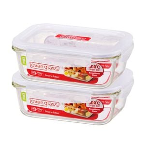 2PK Locknlock 630ml Euro Rectangular Borosilicate Glass Food Container Clear