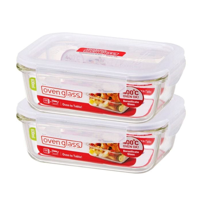 2PK Locknlock 630ml Euro Rectangular Borosilicate Glass Food Container Clear
