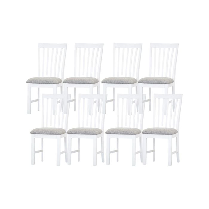 Laelia Dining Chair Set of 8 Solid Acacia Timber Wood Coastal Furniture - White