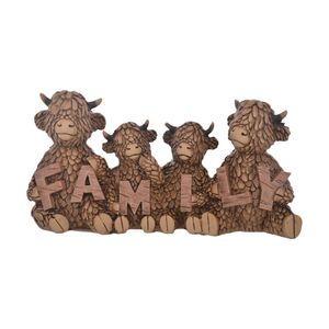 Gibson Gifts Hughie Highland Cow Family Brown Resin Figurine Ornament