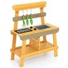 Costway Outdoor Mud Kitchen Wood Pretend Play Kitchen Sensory Activity Station-Natural