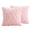 Catzon 2 Pcs Faux Wool Throw Pillow Covers Farmhouse Couch Pillowcases 45X45cm-Light Pink