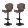 2x Artiss Bar Stools Gas Lift Leather PE Rattan Brown