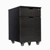 Desky 5 Wheel Anti Tilt Wooden Minimal Filing Cabinet - Dark Bamboo Finish - Black Frame