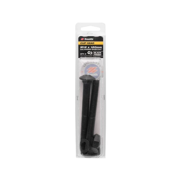 Zenith M12 x 120mm Black Cup Head Bolt - 2 Pack