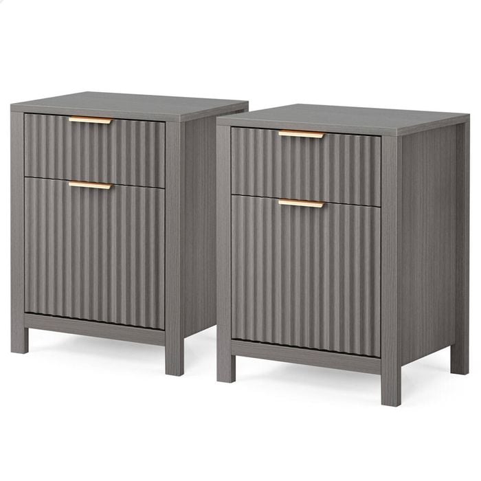 ALFORDSON Set of 2 Bedside Table Grey