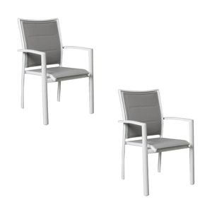 Oro 2pc Set Aluminium Outdoor Dining Chair White
