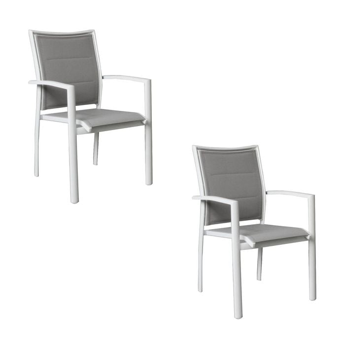 Oro 2pc Set Aluminium Outdoor Dining Chair White