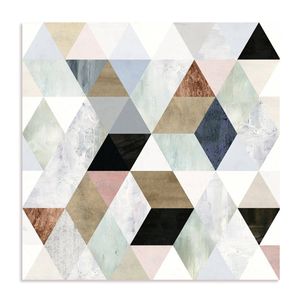 Artey | Watercolor Mosaic I - Stretched Canvas - White - 120 x 120cm