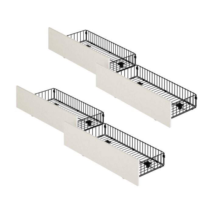 Oikiture 4x Trundle Drawers for Bed Frame with Wheels Metal Beige