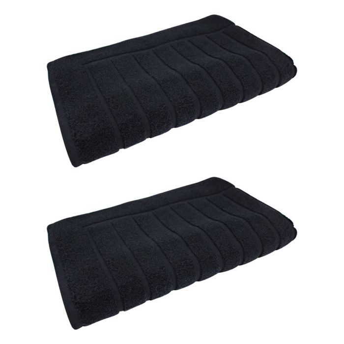 2x Bas Phillips Valencia Zero Twist Collection Cotton Bath Mat 48 X 78cm Black