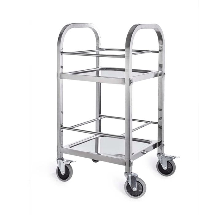 SOGA 2 Tier 500x500x950 Stainless Steel Square Cart