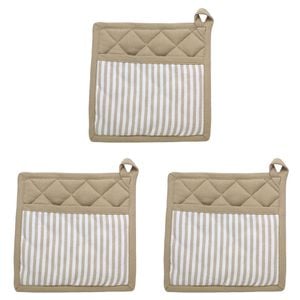 3PK NF Home & Entertaining Essentials Maison Potholder 20x20cm Striped Beige