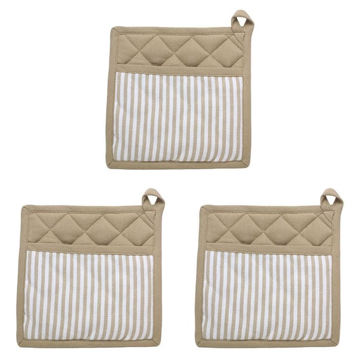 3PK NF Home & Entertaining Essentials Maison Potholder 20x20cm Striped Beige