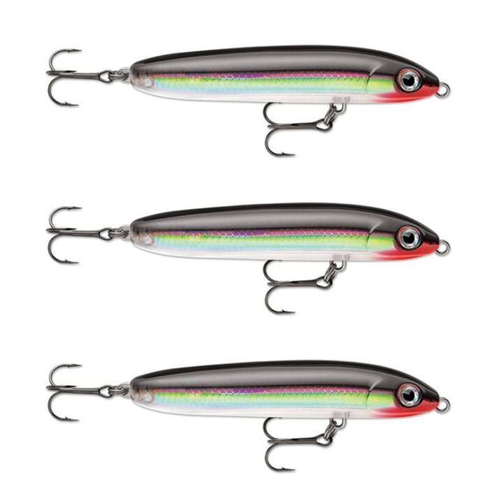 3x Rapala 10cm Skitter V Topwater Walk The Dog Style Fishing Lures - Silver