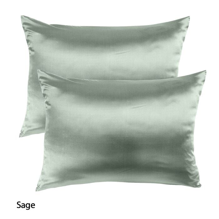Royal comfort mulberry soft silk pillowcase twin pack sage standard