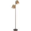 Telbix Valora Modern Standing Floor Lamp Light Foot Switch Metal Natural Fiber Bronze Natural Patina
