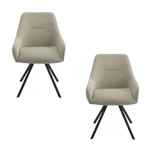 Henrik 2pc Set Fabric Dining Chair Fawn Grey