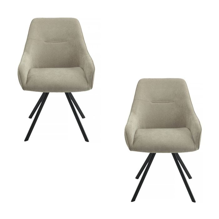 Henrik 2pc Set Fabric Dining Chair Fawn Grey