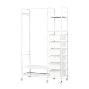 Levede Metal Open Wardrobe Clothes Rack with 6 Storage Boxes 94CM White