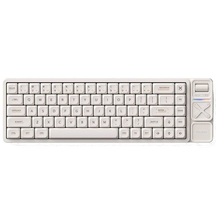 Iqunix Magi65 Pro Aluminum Low Profile Mechanical Keyboard (white) (gold Red Switch)