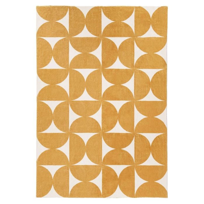 Loopsie-330cm X 240cm-almere Gold And Ivory Geometric Washable Rug