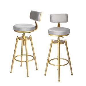 Levede 2x Velvet Swivel Bar Stool Grey