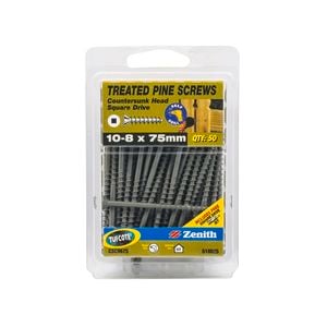 Zenith 10 - 8 x 75mm Treated Pine Square Drive Screws - 50 Pack