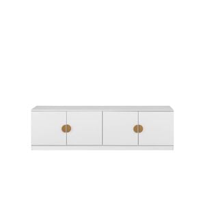 European Cabinetry Slim Half Moon Brass Bucharest TV Unit White