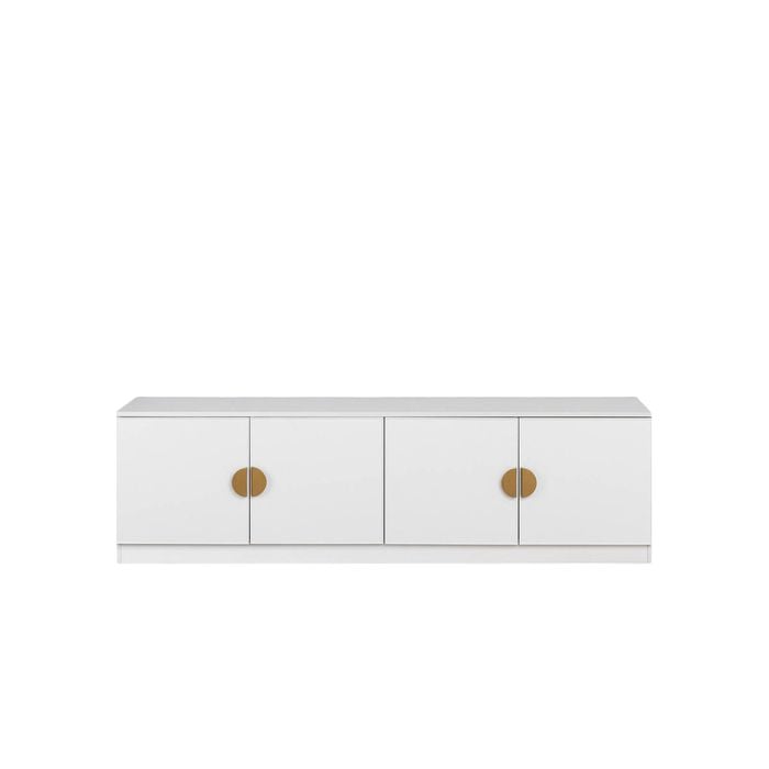 European Cabinetry Slim Half Moon Brass Bucharest TV Unit White
