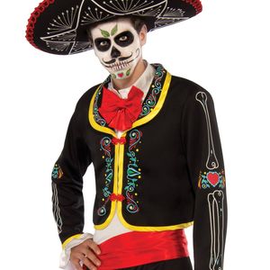 Rubie's Day Of The Dead Senor Costume Jacket With Hat Adult Halloween Black