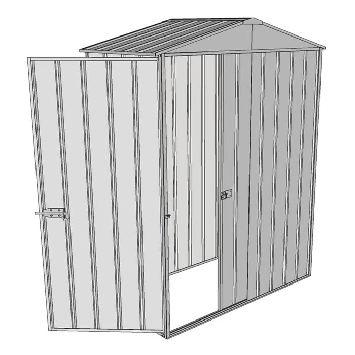Build-a-Shed 1.5 x 0.8 x 2.3m Single Sliding Door Gable Shed with Single Hinged Side Door - Zinc