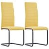 vidaXL 2x Cantilever Dining Chairs Yellow Fabric