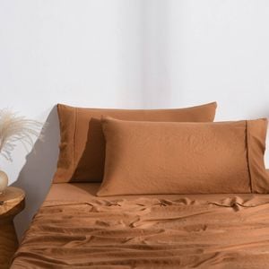 Dreamaker Superfine Washed Microfibre King Pillowcase Twin Pack Rust