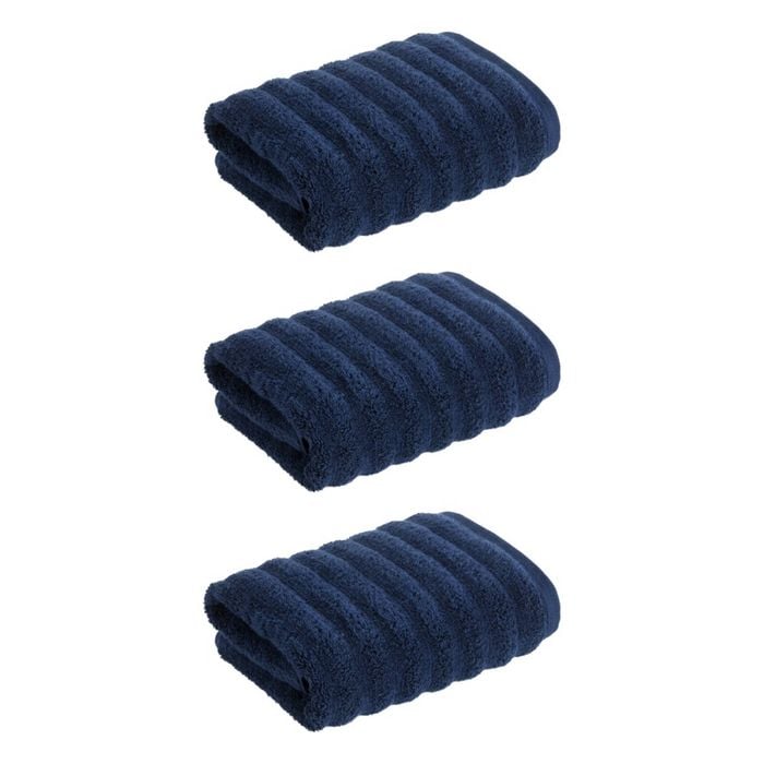 3x Christy Kensington Bathroom King Hand Towel Cotton 90x50 Cm Navy