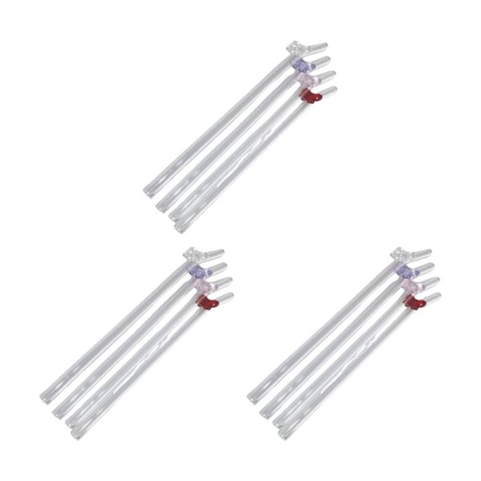 3x 4pc Urban Products Kaya Bow Glass Straws Multicolour Set 20cm