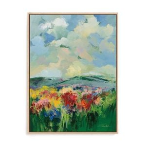 Artey | Green Meadow II - Framed Canvas - Natural Frame - 90 x 120cm