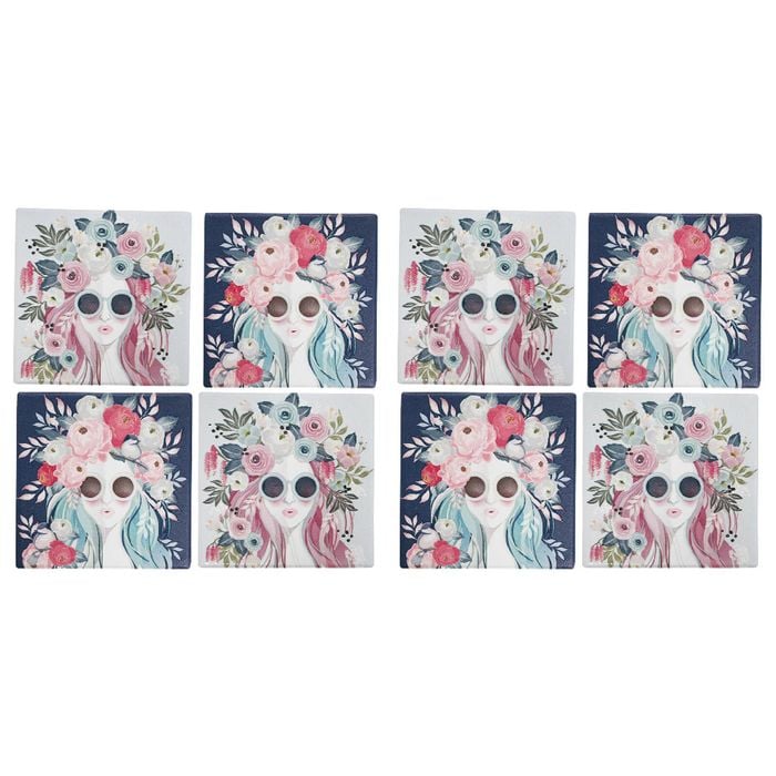 2x 4pc LVD Ceramic Coasters Vogue Home/Kitchen Decor 9.5cm Square