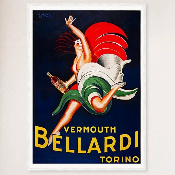 Galrie Bellardi Vermouth 1927 Vintage Advertising Poster Classic Art for Home Decor, White Frame, A3 30 x 42cm (12 x 16inch)