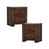 Catmint Set of 2 Bedside Tables 2 Drawers Storage Cabinet Pine Wood Grey Stone