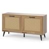 Costway Rattan Shoe Cabinet 2 Flip Drawer Boho Narrow Side Adjustable