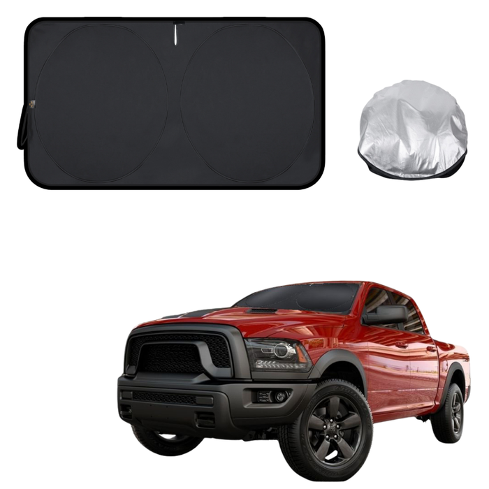 Front Windscreen Sun Shade for RAM 1500 Warlock II 2019 - Current (DT) - Standard 150 x 85 cm - Black