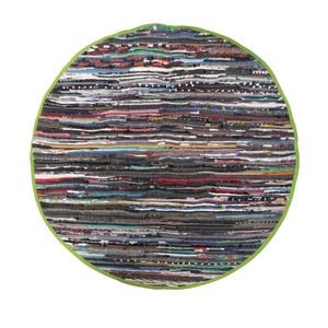 Handloom 100% Cotton Chindi Round Floor Mat 120 cm Diameter  Lime