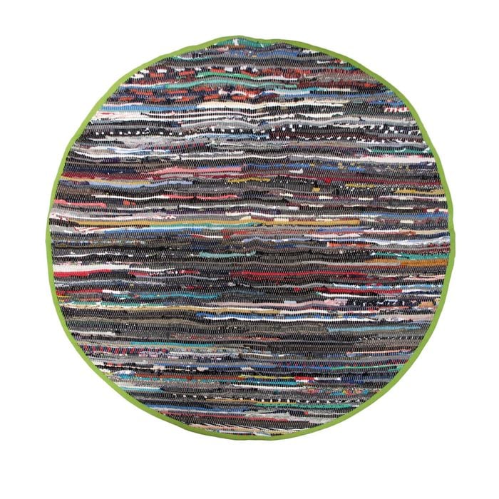 Handloom 100% Cotton Chindi Round Floor Mat 120 cm Diameter  Lime
