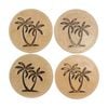 4pc Lvd Handcrafted Palm Genuine Leather Coaster Set Tableware 10x10cm